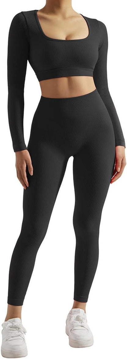 Workout Sets for Women Open Back Gym Set Long Pilates Outfits